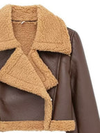 Women Faux Leather Cropped Jacket Collared Neck Long Sleeve Plush Lined 54657809-c002-43d0-8d21-01ca84070a0f-Max Trendsi