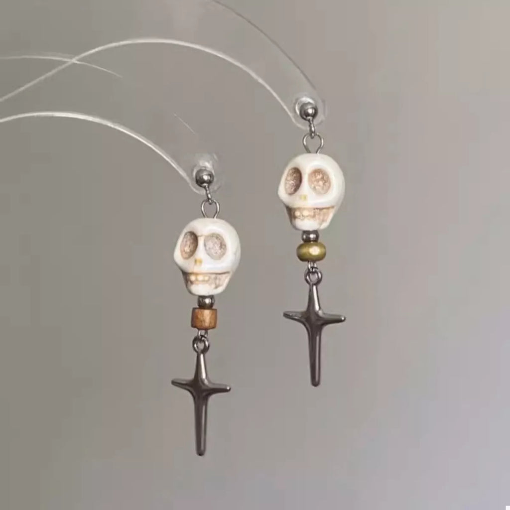 Skull Cross Drop Earrings Silver-plated Women's Jewelry 546cebc8-34a2-48b7-b5ef-4391c08b43f4-Max-Origin Trendsi