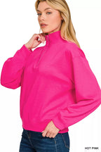Zenana Scuba Half Zip Pullover Sweatshirt 546dbcb5b87241bbb5d693713e9013cb-Max-Origin Trendsi