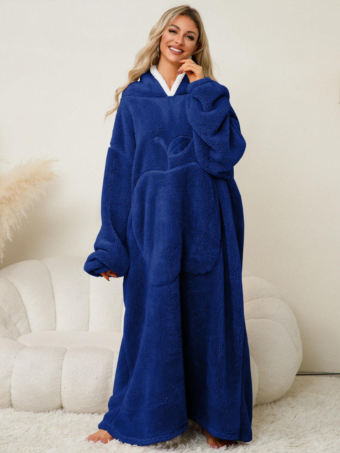 Hooded Lounge Dress Oversized Soft Pocketed Contrast Long Sleeve 546ebec7-1a2a-4971-9f58-9fa0621d2658-Max Trendsi