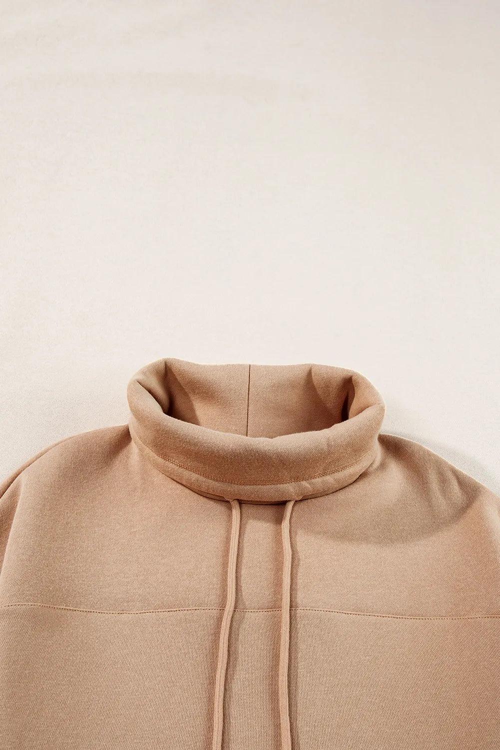 Sweatshirt Drawstring Turtleneck Long Sleeve Cotton Blend Hoodie 5478455f-1b49-44d4-8a3d-4d7fd7559c39-Max Trendsi
