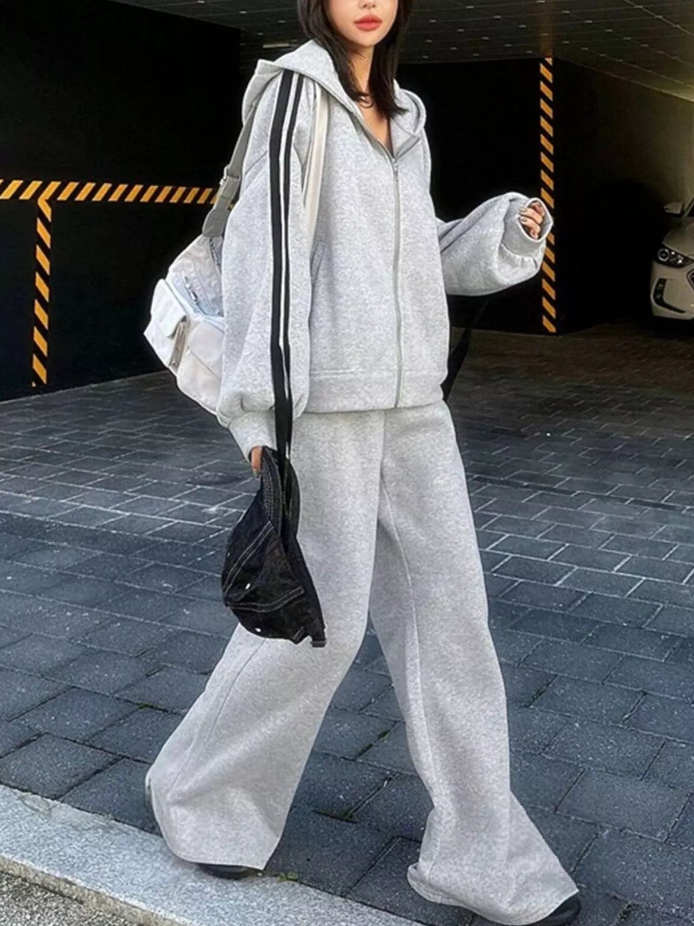 Womens Activewear Set Casual Zip Up Hoodie Side Striped and Pants 2 Pcs 5485e69d-c1f5-46e1-bb56-29888d4fdf15-Max-Origin Trendsi