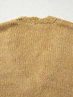 Women's Cardigan Camel Lantern Sleeve Scallop V Neck Buttoned Soft Acrylic Knit 548ded71e6cc4f8bb9d8d76e98e7b8e2-Max-Origin Trendsi
