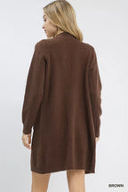 Umgee Womens Sweater Cardigan Brown Longline with Front Pockets 54923b65-2c75-4f1c-b363-c1d3dd360820-Max-Origin Trendsi