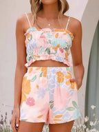Women's Outfit Set Floral Crop Top Colorful Printed Ruffle Cami and Shorts Multicolor 54b0d8a4-9b89-4808-a66e-6bde958bd9b2-Max-Origin Trendsi