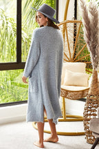 BiBi Slit Longline Cardigan Acrylic Soft Open Front Light Blue with Pockets 54b8b02d-870a-4e54-8f7d-10e807346da7-Max Trendsi