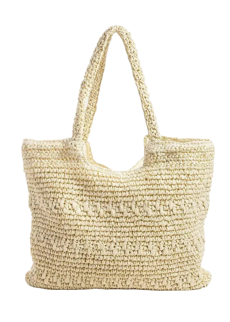 Fame Straw Braided Square Tote Bag