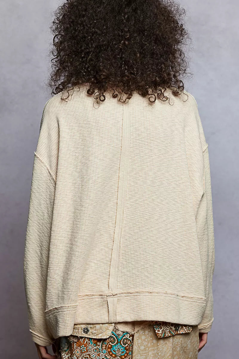 POL Balloon Sleeve Oversized Ribbed Top with Floral Pattern Contrast 54f10419-3691-49e9-bf92-2b7bbcf12dcd-Max-Origin Trendsi