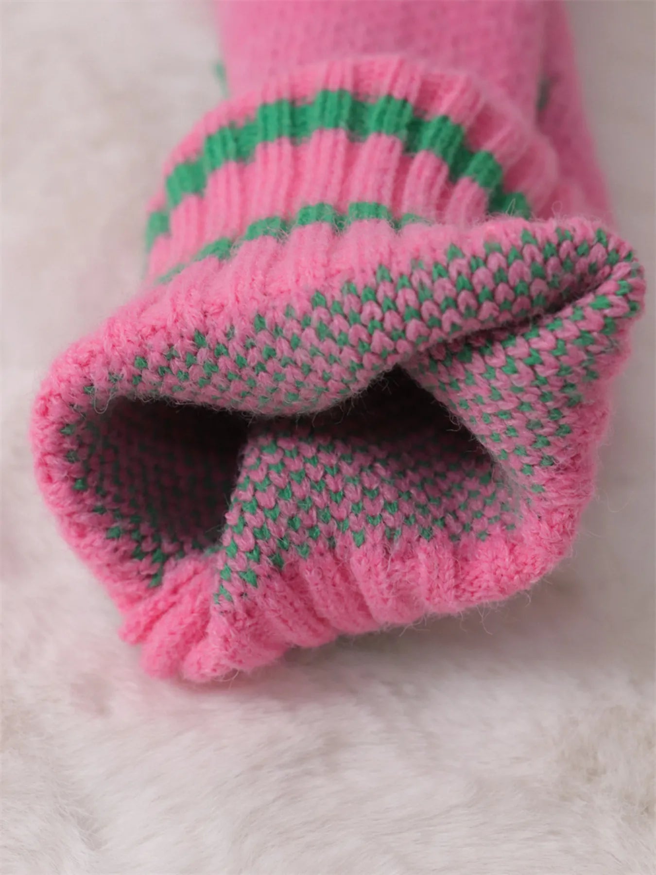 Women's Sweater Contrast Round Neck Long Sleeve Oversized Ribbed 54f36e335eb342b0b7bf7815787a8010-Max-Origin Trendsi