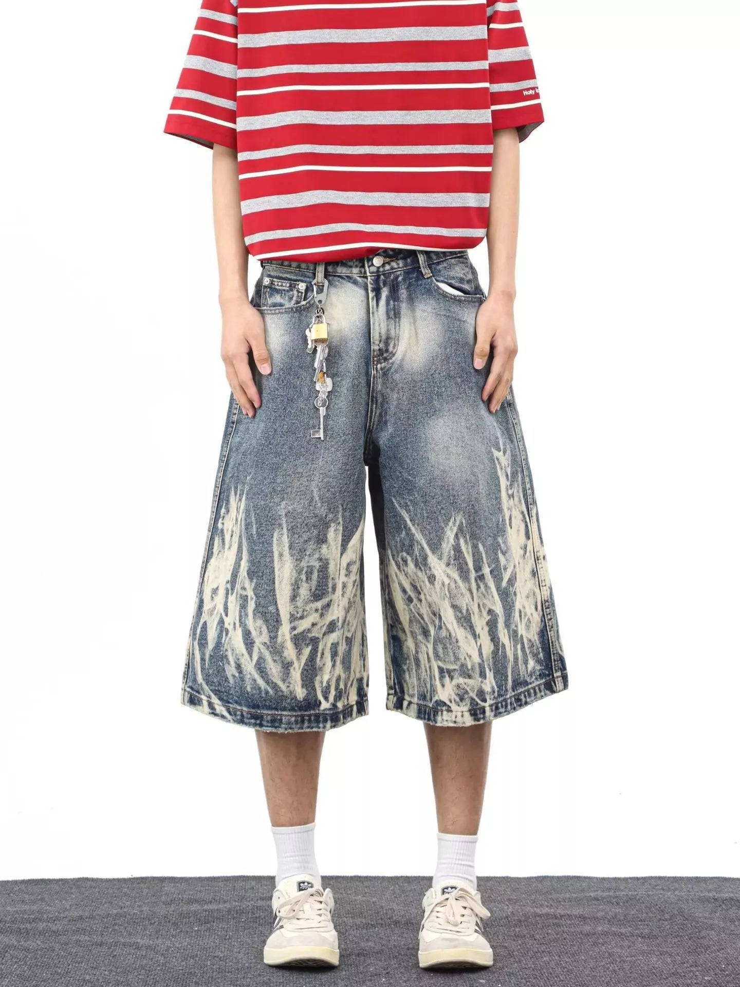 Men's Full-Size Wide-Leg Denim Shorts, Plus Size Available