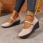 Women's Loafers Faux Suede Round Toe Wedge High Heels Shoes 5520cf36de724bd0a34f49179b55d9a7-Max-Origin Trendsi