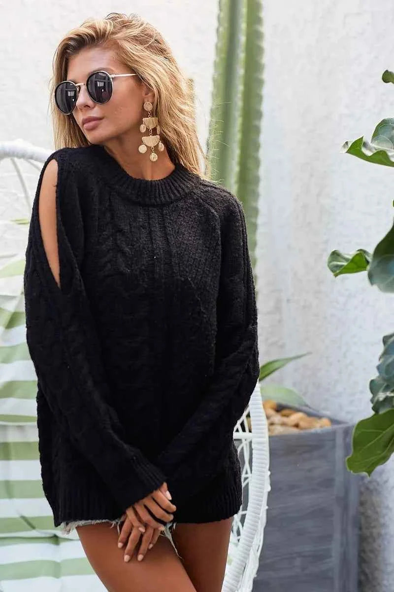 BiBi Twist Knitted Open Shoulder Sweater