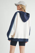 Aemi + Co Hoodie Dark Navy Color Block Kangaroo Pocket Long Sleeve 5537d44e-795c-4b24-9292-32d9c1a90d08-Max Trendsi
