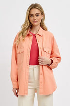 RISEN Denim Shacket Button Down Long Sleeve Watermelon Pink Pocketed 555affc2-2e4d-4e1f-94de-dfb4bee8e061-Min Trendsi