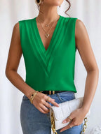 Cami Tank Top Women's V-Neck Pleated Sleeveless Elegant Blouse 55725b53-ea41-411e-bfba-a61dd7bb31c3-Max-Origin Trendsi