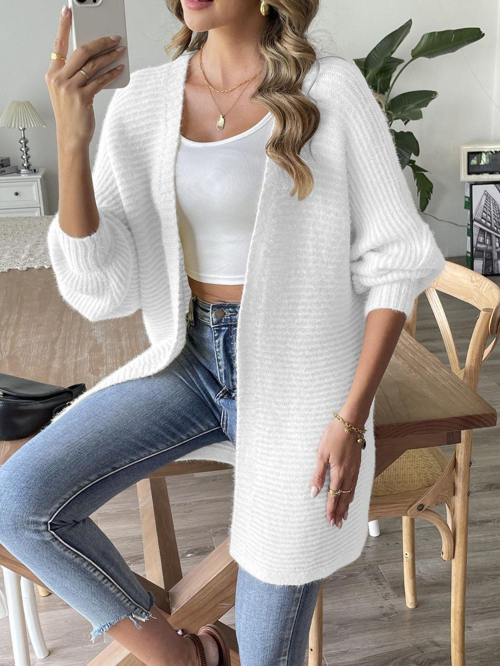 Open Front Cardigan Long Sleeve Casual Soft Solid Knitwear 557ad40c-7049-4f6f-a6de-d55bbb893ee0-Max Trendsi