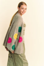 Davi & Dani USA Women Cardigan Fuzzy Smile Open Front Long Sleeve Knitwear 558aa0db-e130-4ef8-8d82-73146793a253-Max Trendsi