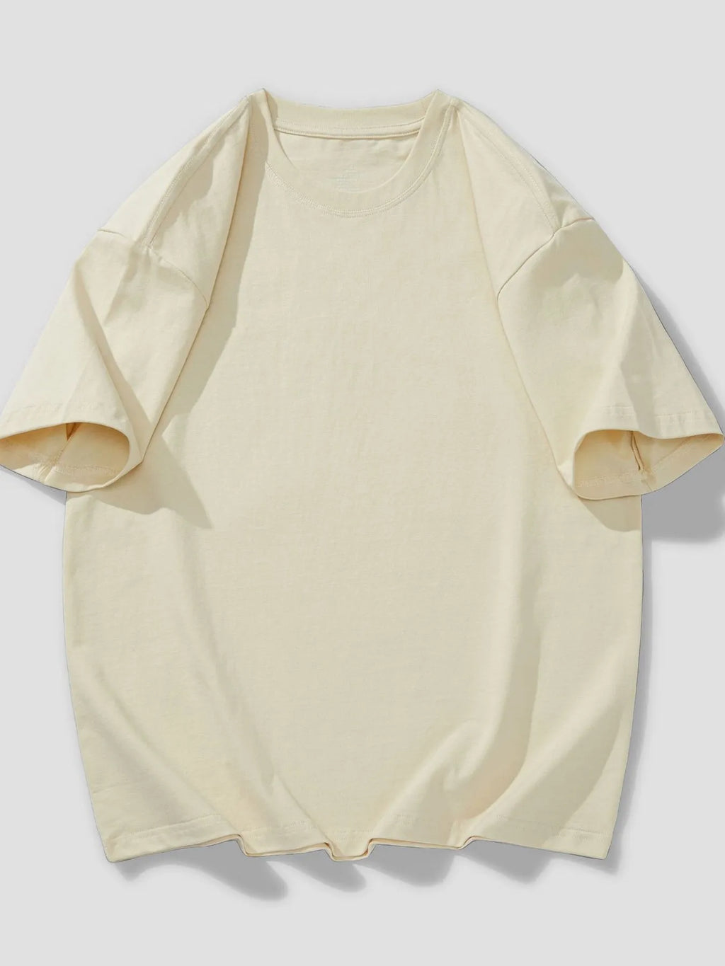 Men's T-Shirt Cotton Solid Round Neck Short Sleeve Oversized Top S-4XL Apricot 5596bc6b5b51490982e781d70dce0db5-Max-Origin Trendsi