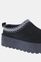 Weeboo Platform Black Slip-On Boots Embroidered Trim Flat Shoes 55a35d96-6df9-47f7-84f8-b01d43200d95-Max Trendsi