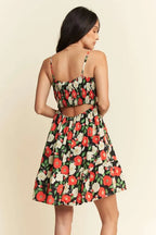 Davi & Dani Mini Dress Black Floral Scalloped Cutout Back Ruffled 55bcce54862542ed90d0d44f2e9c0391-Max-Origin Trendsi