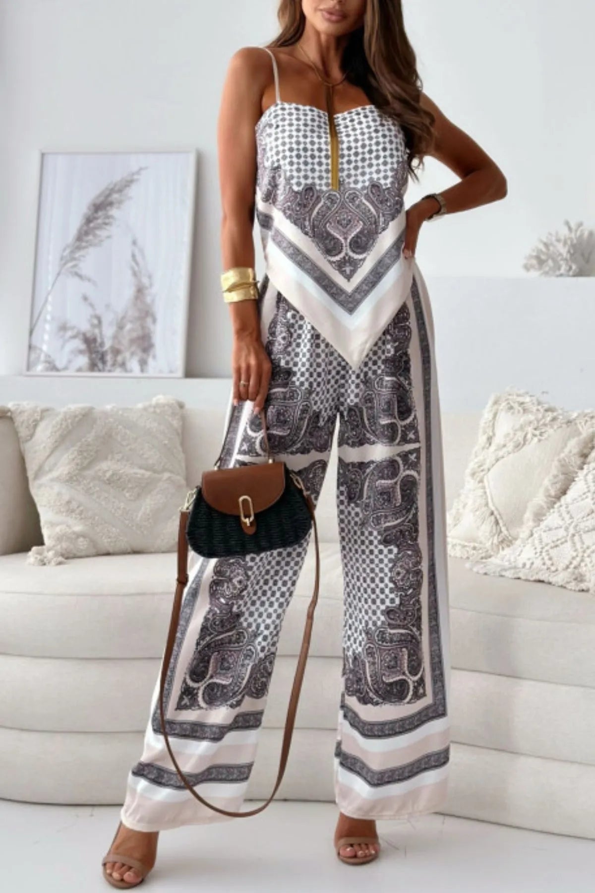 Women's Outfit Set Printed Backless Cami and Wide Leg Pants Two-piece Gray 55f17ae7-192b-4d6d-947a-b21223ca1b20-Max-Origin Trendsi