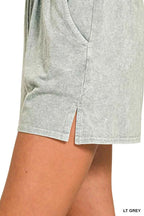 Zenana Activewear Set Halo Snow Washed Light Gray Short Sleeve Tee and Shorts 55fe5451de5048408c129c76109a9c9f-Max-Origin Trendsi