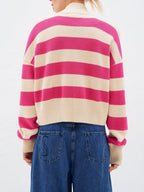 Women Cardigan Striped V Neck Button Down Long Sleeve Soft Acrylic Sweater 562744be-3687-4ce6-8fd9-59dbf4d2af45-Max Trendsi