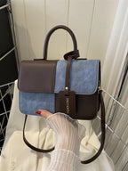 Womens Crossbody Bag Small Pu Leather Two-Tone Plaid Flap Handbag 56620227-adcb-42ee-9945-b8e1c8fd5600-Max-Origin Trendsi