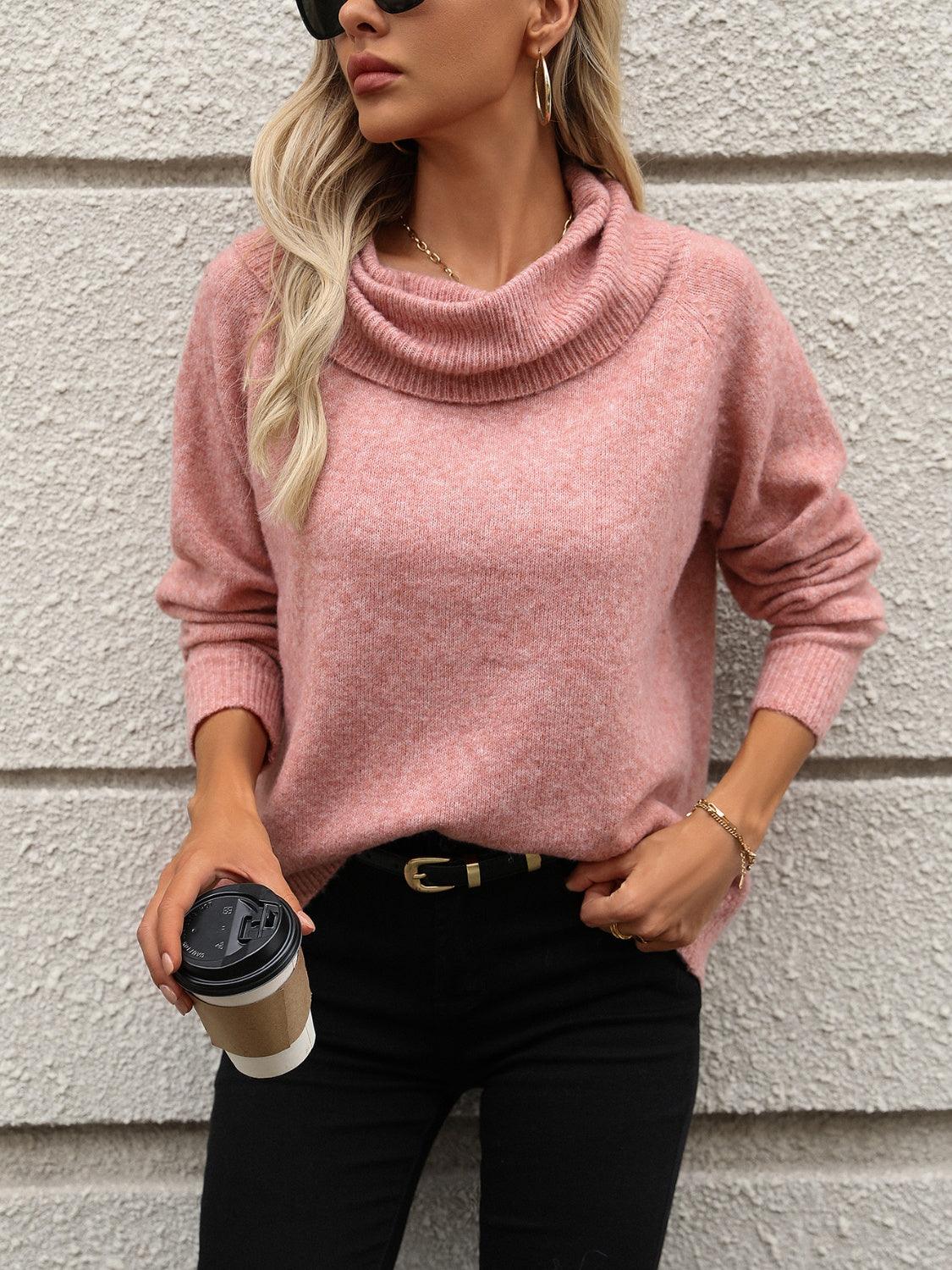 Turtleneck Sweater Off Shoulder Knit Soft Long Sleeve Pullover 56ad0c05-97d5-40ce-91d7-22257f424b80-Max Trendsi