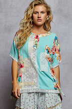 POL Womens Blouse Aqua Lace Round Neck Short Sleeve Floral Top 56aede12-cf7c-420a-aba4-e7f44c2f96b5-Max-Origin Trendsi