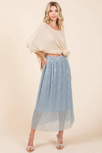 Mittoshop Midi Skirt Pleated Blue Metallic Glitter Speckle Print Elastic Waist 56b3e9d67769438b831c4cfab4e19fc5-Max-Origin Trendsi