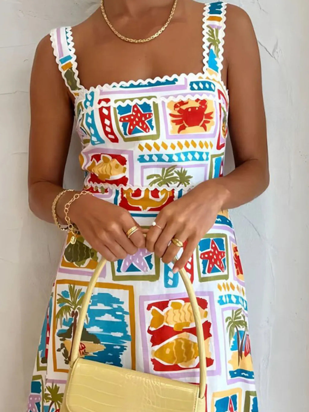 Maxi Cami Dress White Summer Printed Square Neck Lace Trim Zipper 56b99e848ab6497bb9645aec9e3ff61a-Max-Origin Trendsi