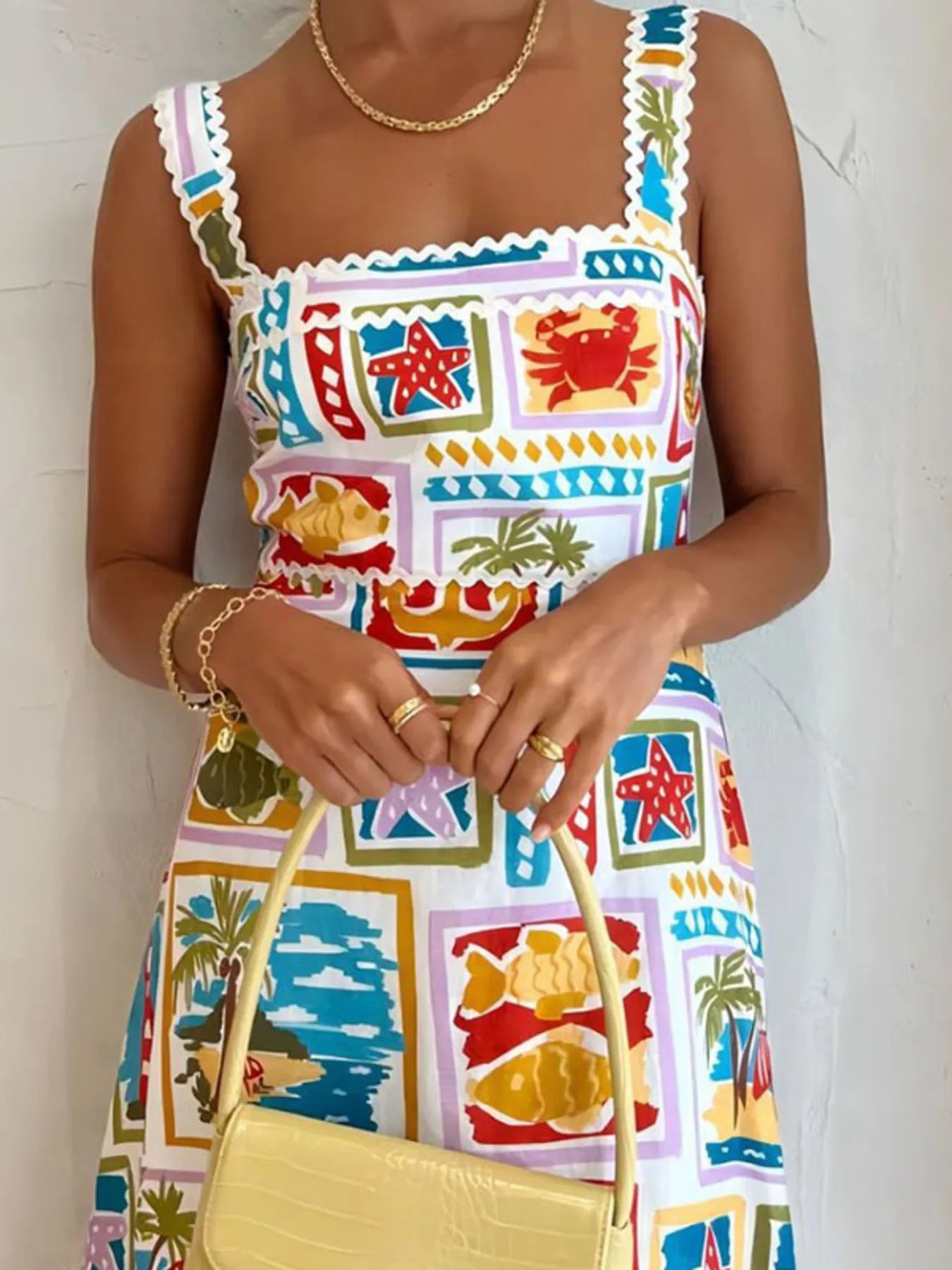 Maxi Cami Dress White Summer Printed Square Neck Lace Trim Zipper 56b99e848ab6497bb9645aec9e3ff61a-Max-Origin Trendsi