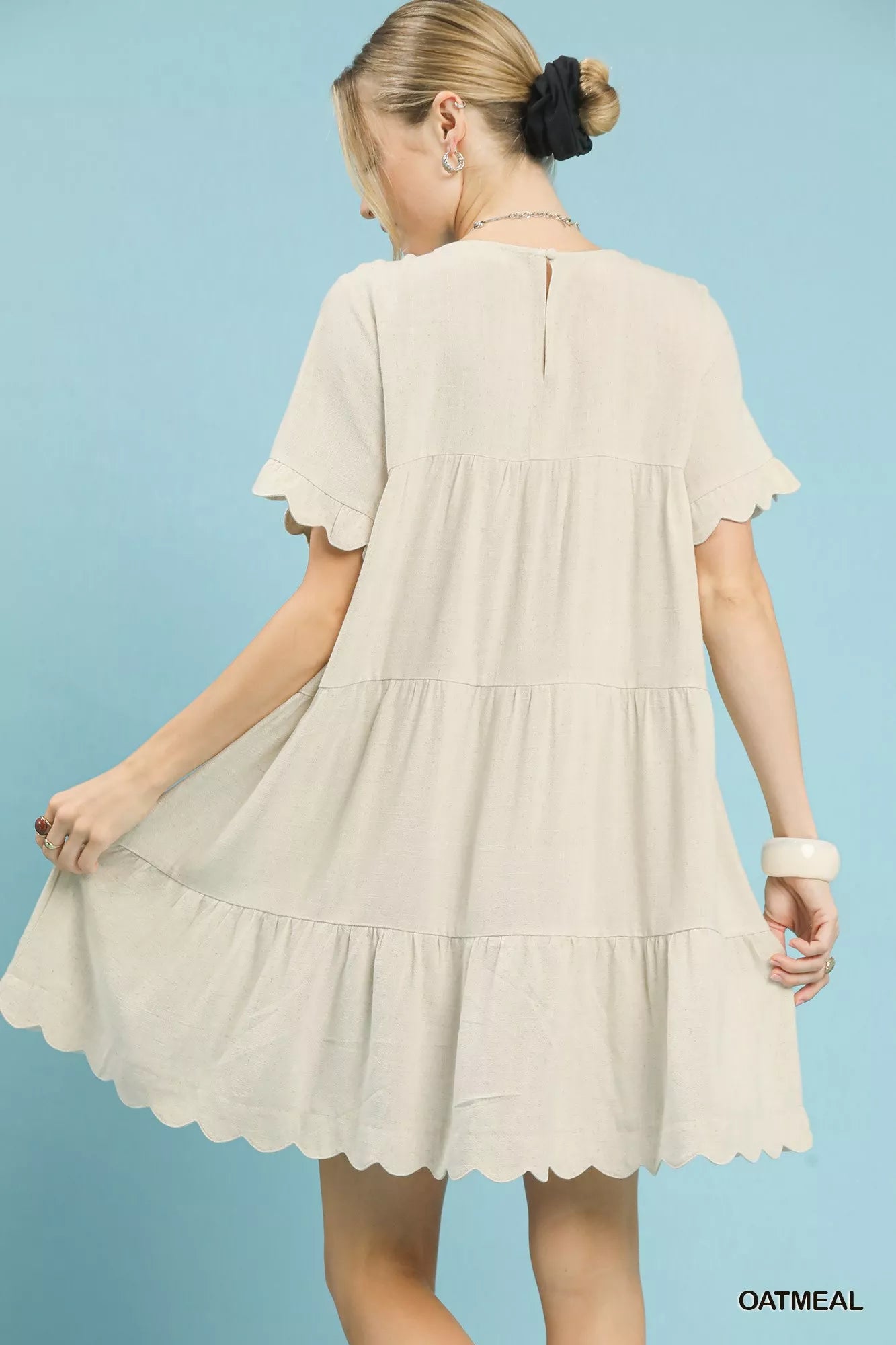 Umgee Linen Tiered Babydoll Dress with Ruffle Sleeves 56d9a58e-71db-4fb3-85d7-7af67f2b182c-Max-Origin Trendsi