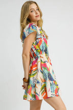 Umgee Short Dress Floral Printed Colorful Tie Neck Ruffled Hem Smocked 56e3741b-36ba-4ec0-97c4-2f842f35dfd8-Max-Origin Trendsi