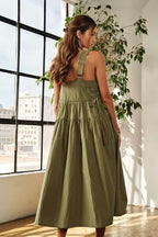 ADORA Midi Dress Crisscross Cotton Wide Strap Drawstring Moss 56ead625-bddd-4751-8197-98232f85212e-Min Trendsi