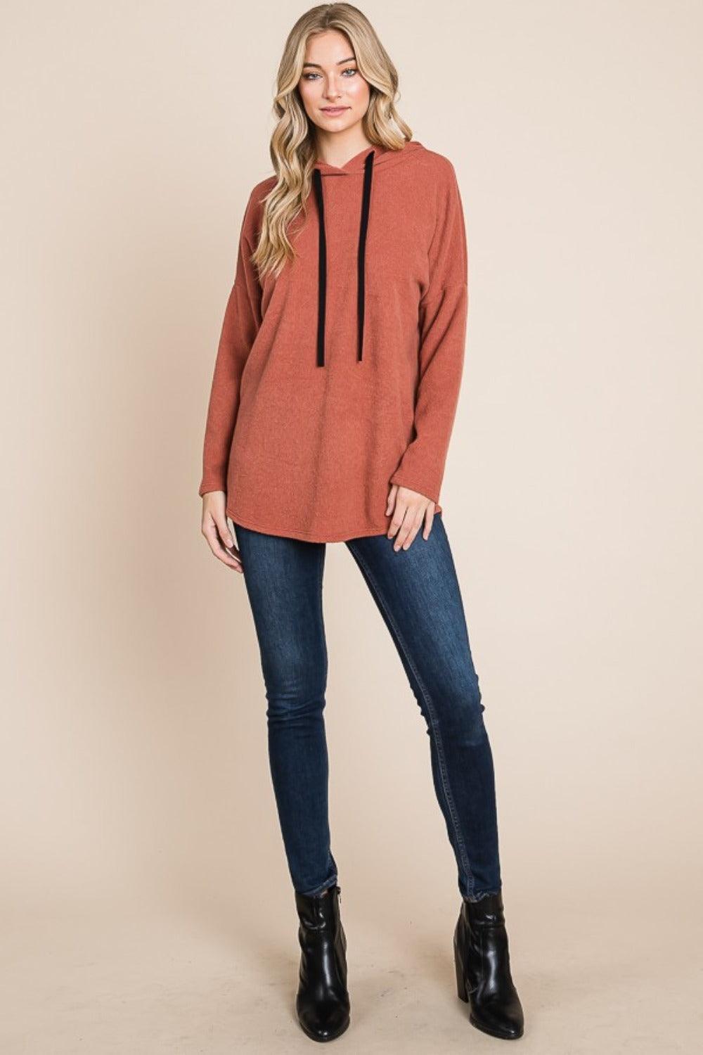 BOMBOM Hoodie USA Stock Brick Hooded Drop Shoulder Knit Sweatshirt 57079a85-6f63-4c5a-99f4-ac379b4cdd6e-Max Trendsi