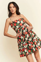 Davi & Dani Mini Dress Black Floral Scalloped Cutout Back Ruffled 571c232621ca4228a71dc9f56a462e57-Max-Origin Trendsi
