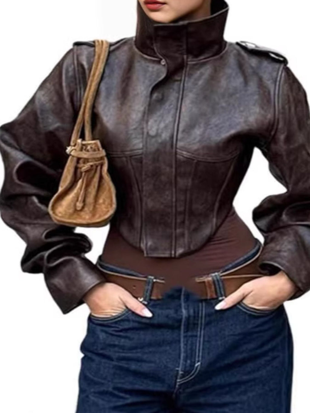 Vintage Style Slim Fit Leather Jacket