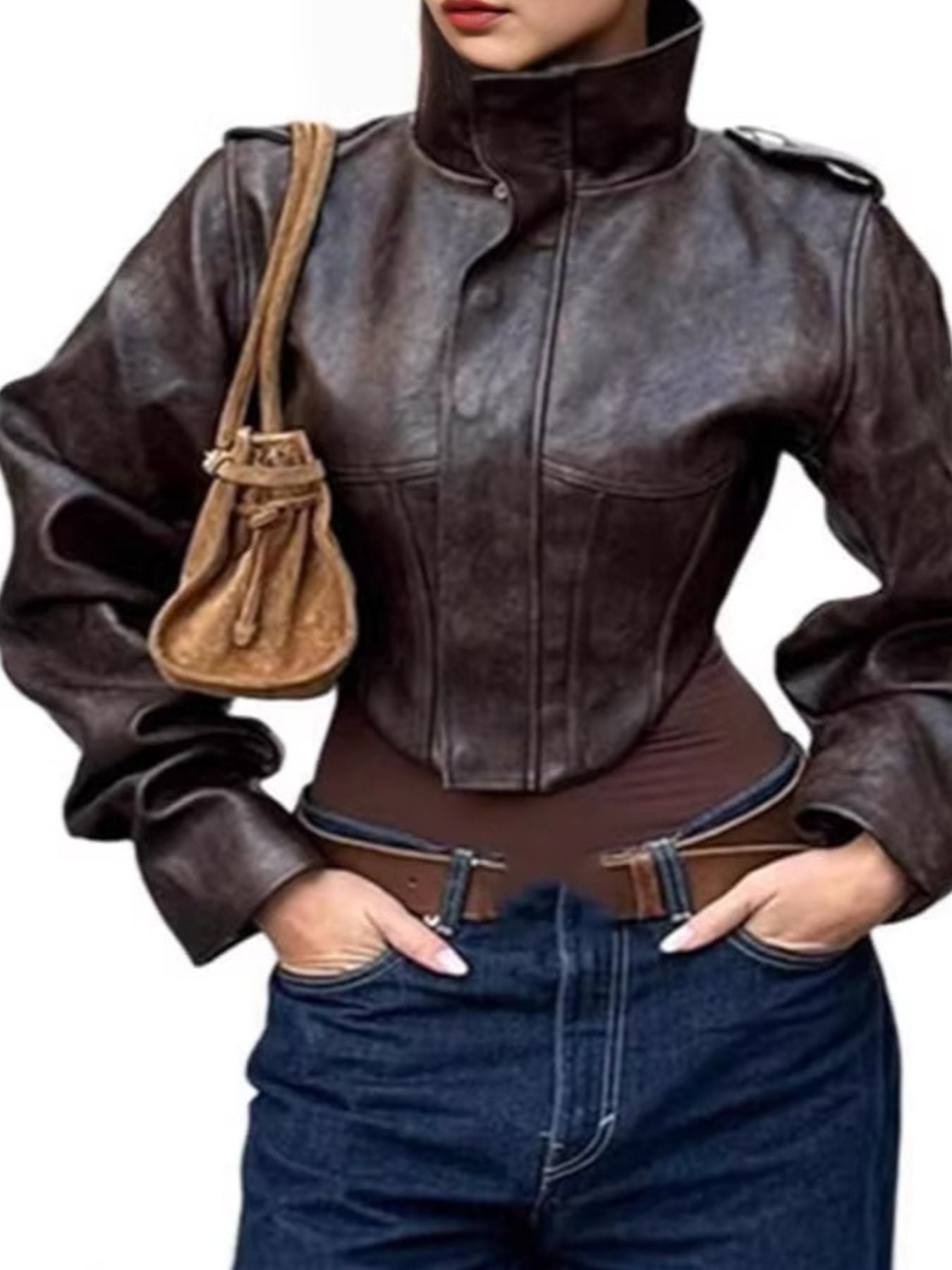 Vintage Style Slim Fit Leather Jacket