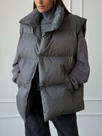 Padded Women Vest Coat Zip Up Turtleneck Sleeveless Mid Length Outwear 57402311-97c9-4cfe-98e1-5b73b6883064-Max Trendsi
