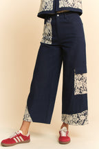 Davi & Dani USA Wide Leg Jeans Lace Applique Dark Blue Women Denim Pants Dark 574e4853-fbf1-4b4f-a350-08aae6744898-Max Trendsi