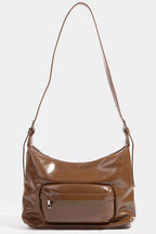 Fame Accessories Women's Shoulder Bag Brown Glossy Faux Leather Handbag BR one size 57576c4e96e849d8b3f538af40c0decb-Max-Origin Trendsi