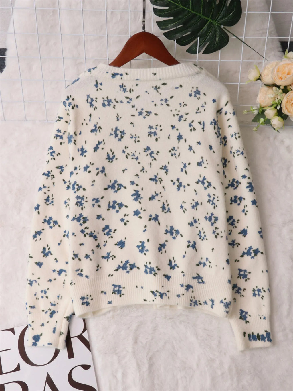 Women's Cardigan Floral Button-Up Long Sleeve Knit Round Neck 5764de738f2240c2bdcb1250d112a7e1-Max-Origin Trendsi