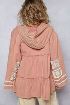 POL Womens Hooded Jacket Dusty Pink Embroidered Patch with Lace Detail 57762eb5-b4b3-4e74-a576-aa1be08b3ee9-Max-Origin Trendsi