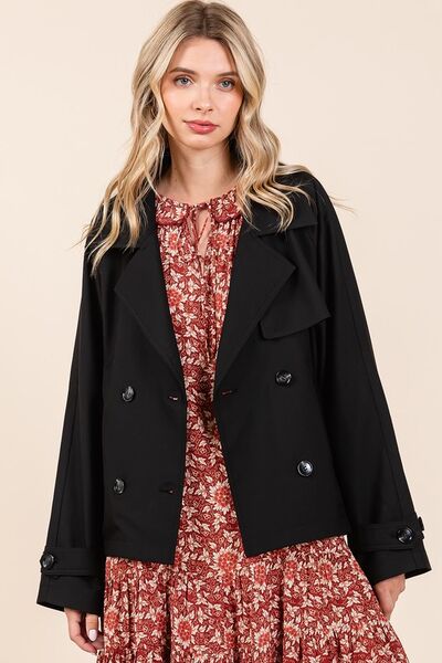 Mittoshop Trench Coat Black Double Breasted Long Sleeve Short Jacket 577b289c-36cc-4fba-9c87-dc7db74b7f9d-Min Trendsi