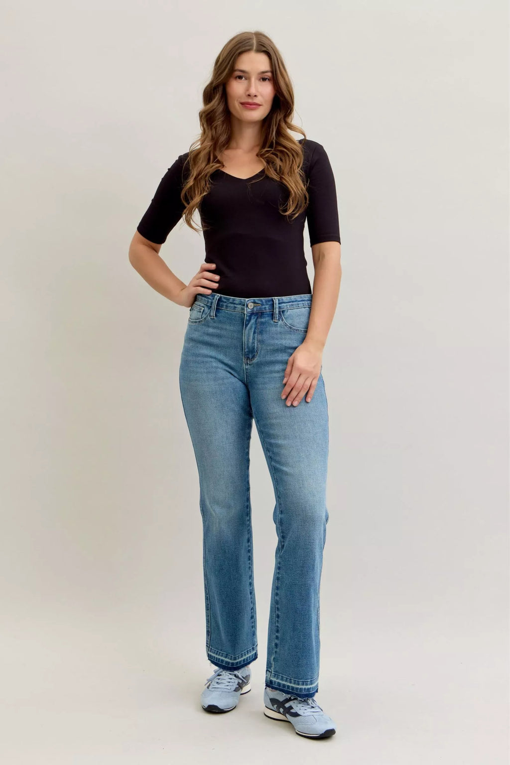 Judy Blue Jeans Mid Rise Slim Bootcut Tummy Control Release Hem Plus Sizes MD 5786b654-2087-4524-a079-fc921de2b317-Max-Origin Trendsi