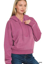 Zenana Fleece Pigment Dye Half Zip Kangaroo Pocket Hoodie 5792bf56c3e741178bfc57beeaa66ec9-Max-Origin Trendsi