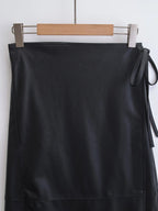 Midi Skirt Women's Faux Leather Lace-up Side A-Line High Waist Wrap Belt Tie 57_00049cb6-548c-4a57-a6a0-585caf0a8b35 STYLEINGER