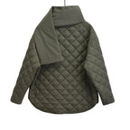 Women's Padded Jacket Twist Collared Wide Waisted Argyle Diamond Pocketed Coat 57_0235903e-daf5-4f65-ac57-384b559cf4eb STYLEINGER